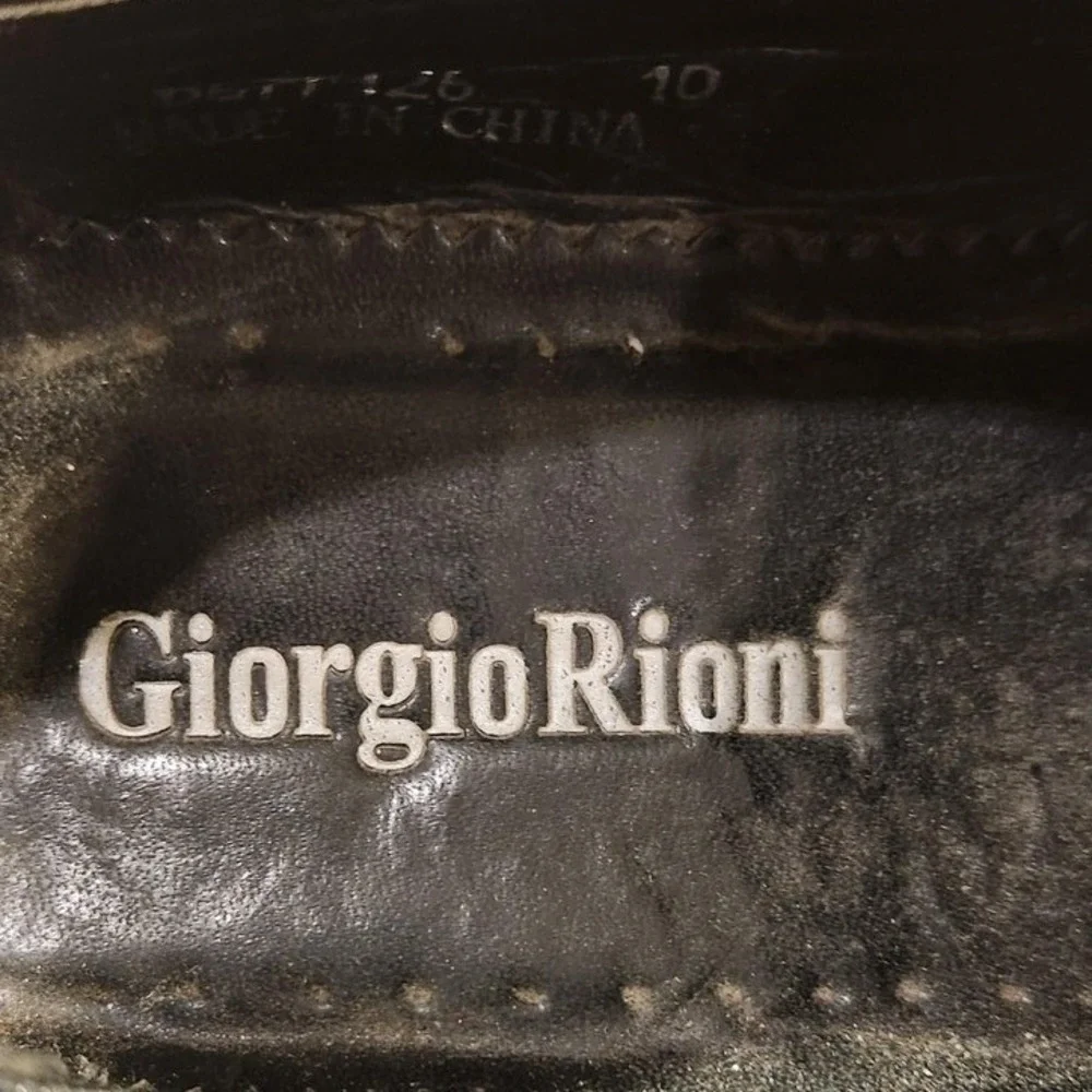 Giorgio Rioni Shoes Mens Size 10 Black Faux Leather‎ Slip On Dress Loafers